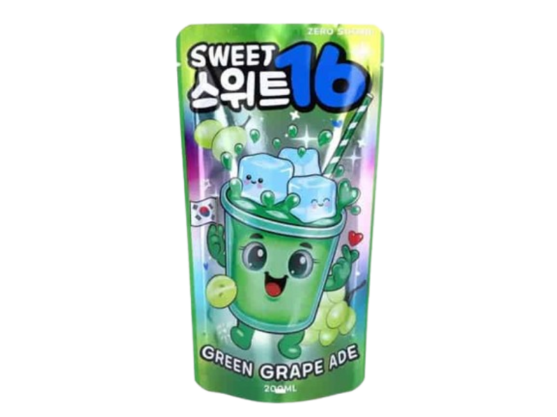 SWEET 16 - GREEN GRAPE ADE (ZERO SUGAR) 200ML 10er Pack mhd 06/27