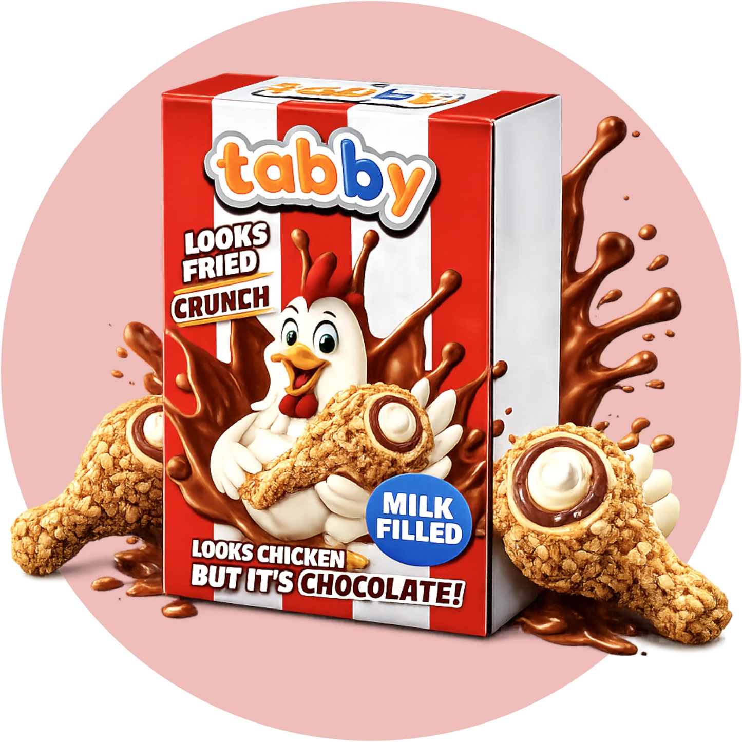 Tabby Milk Cream Filled Chicken Chocolate 50g 24er Pack 01/27