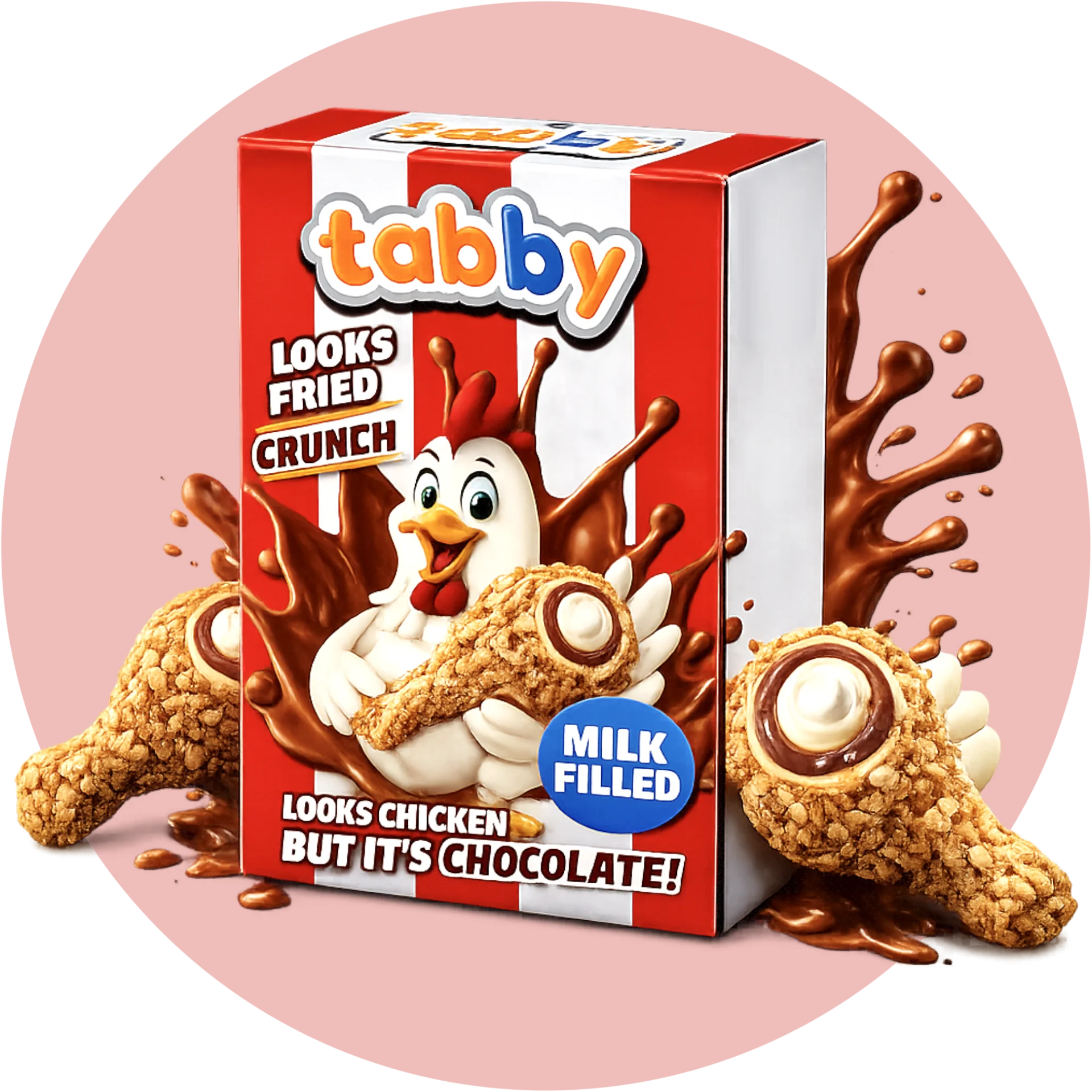 Tabby Milk Cream Filled Chicken Chocolate 50g 24er Pack 01/27