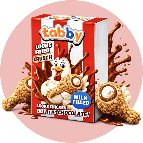 Tabby Milk Cream Filled Chicken Chocolate 50g 24er Pack 01/27