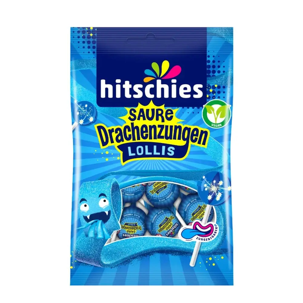 Hitschies - Saure Drachenzungen Lollis - 128g 12er box mhd 10/26