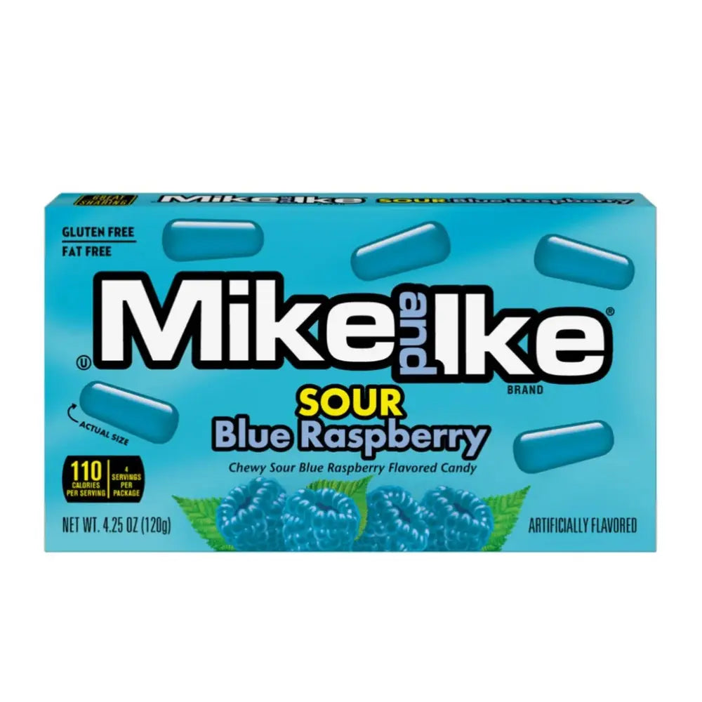 MIKE & IKE - SOUR BLUE RASPBERRY - THEATER BOX - 120G - 12er Pack mhd 09/26